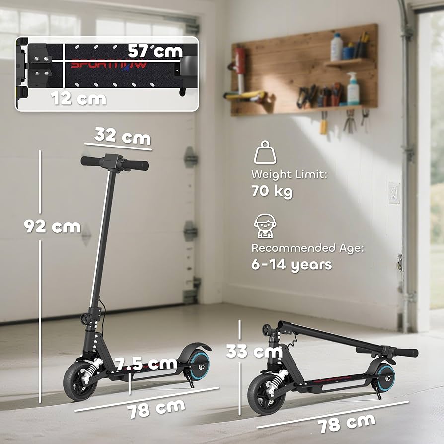 Trottinette Électrique Enfant 130W Pliable avec LED et Suspensions - 6 à 14 ans