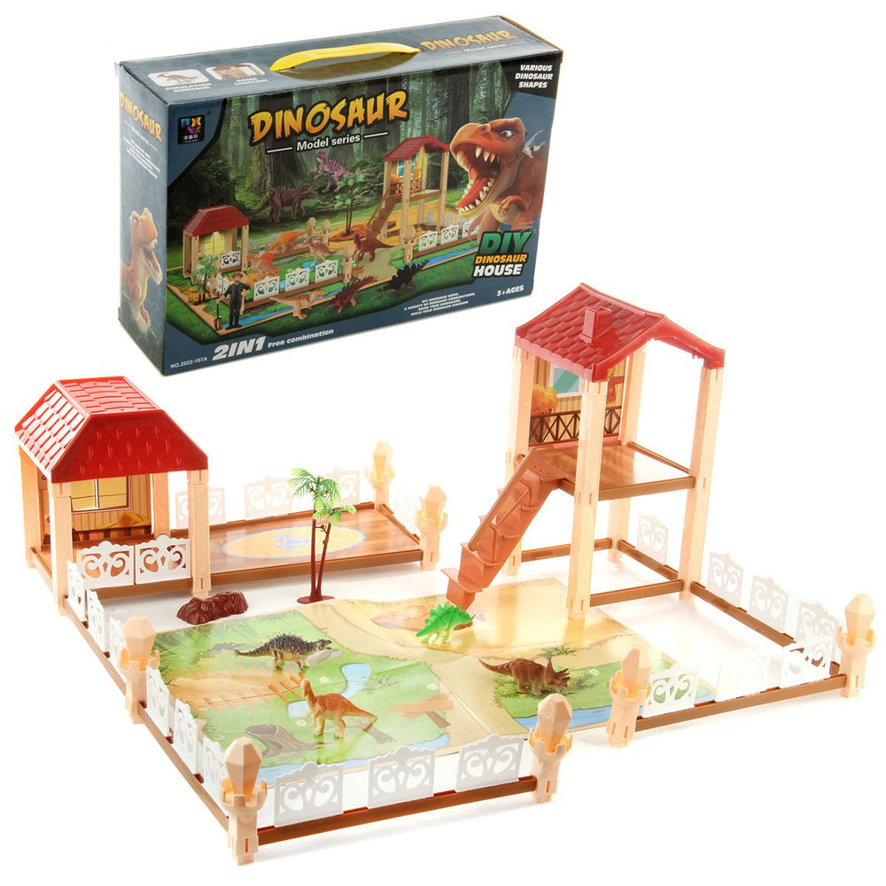 Maison de Dinosaures DIY avec Éclairage (4 Dinosaures)