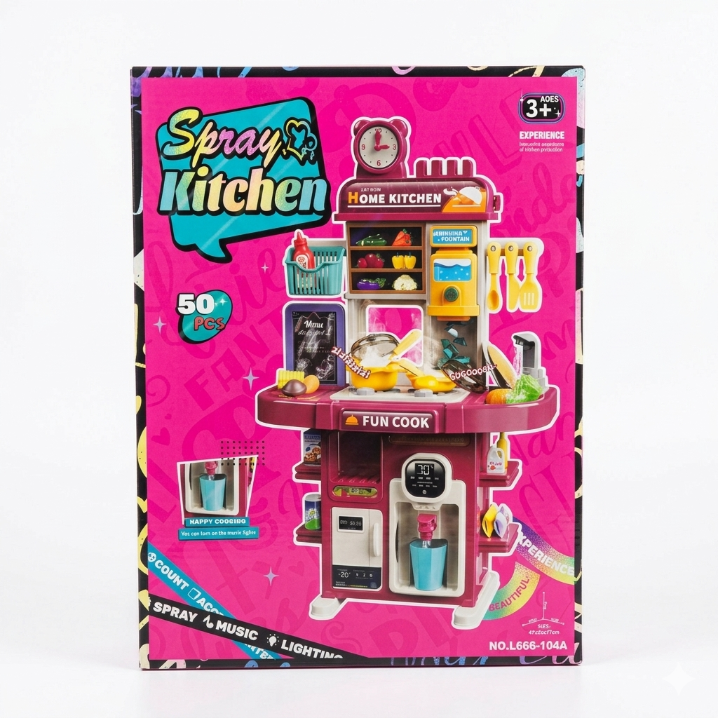 Cuisine Jouet Spray Kitchen – 50+ pièces avec Effets Eau, Son & Lumière