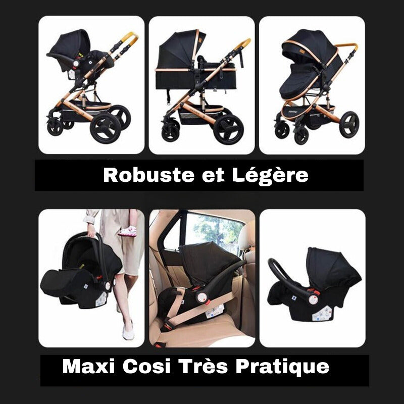 Pack poussette de Luxe 3 en 1 Noir – Belecoo