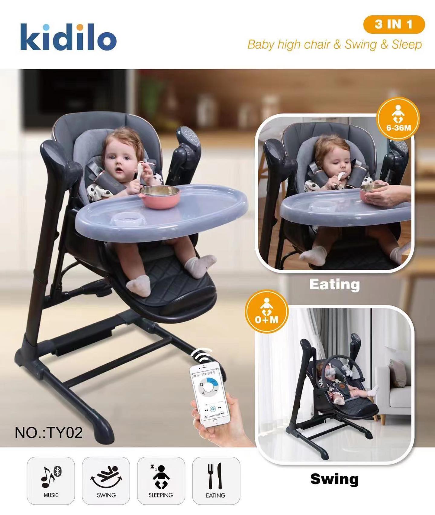 Chaise Haute Balançelle Transformable 3 en 1 Confort – kidillo