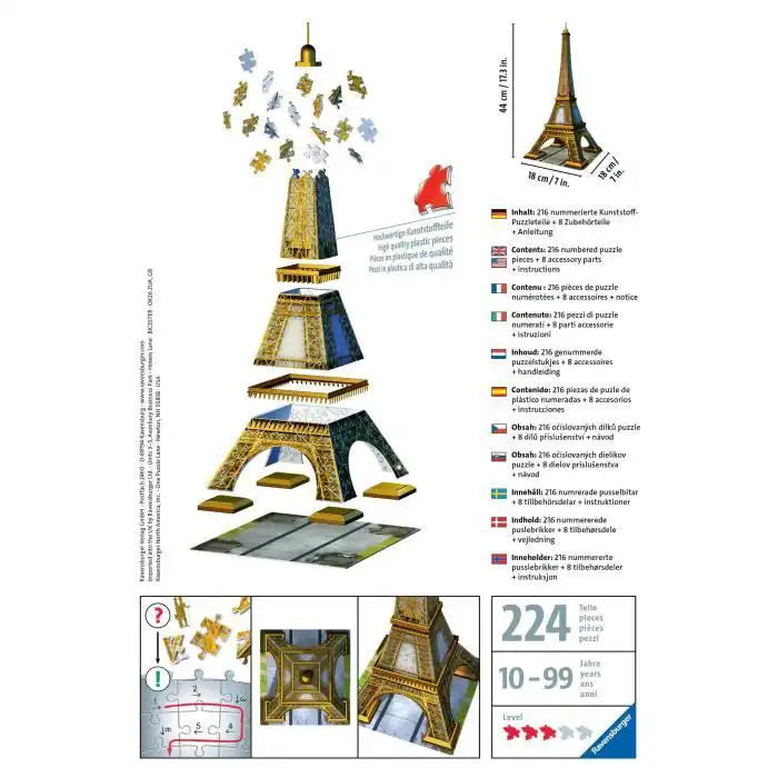 Puzzle 3D Tour Eiffel – 216 pièces – Ravensburger
