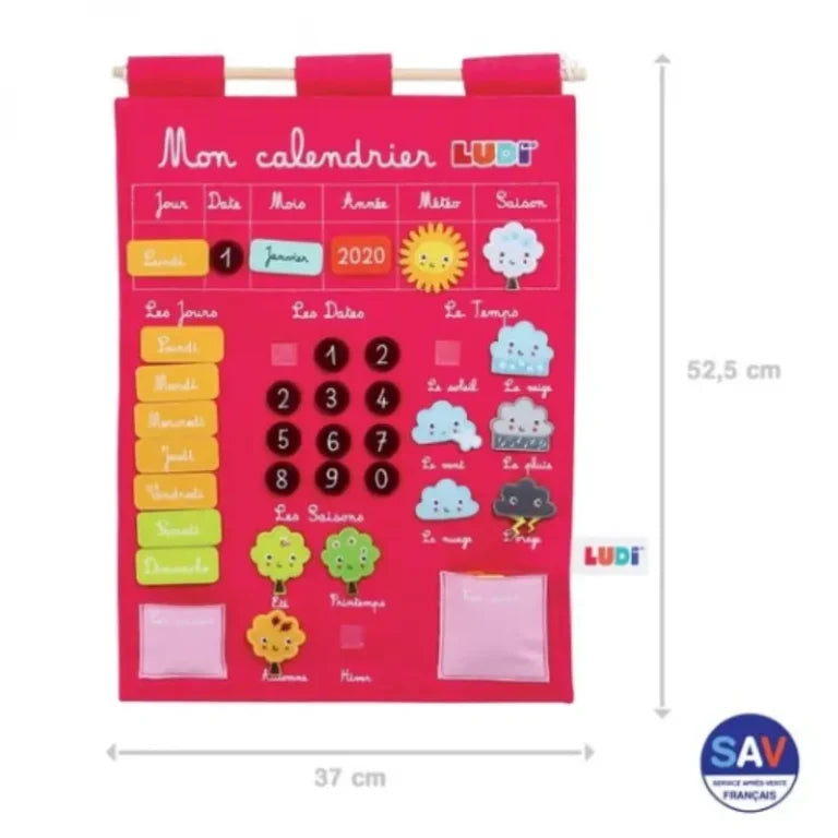 Calendrier en Tissu Rose – LUDI
