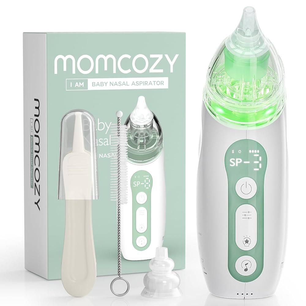 Momcozy Aspirateur Nasal Bébé Électrique - 9 Niveaux, Veilleuse & Comptines, Embouts Silicone