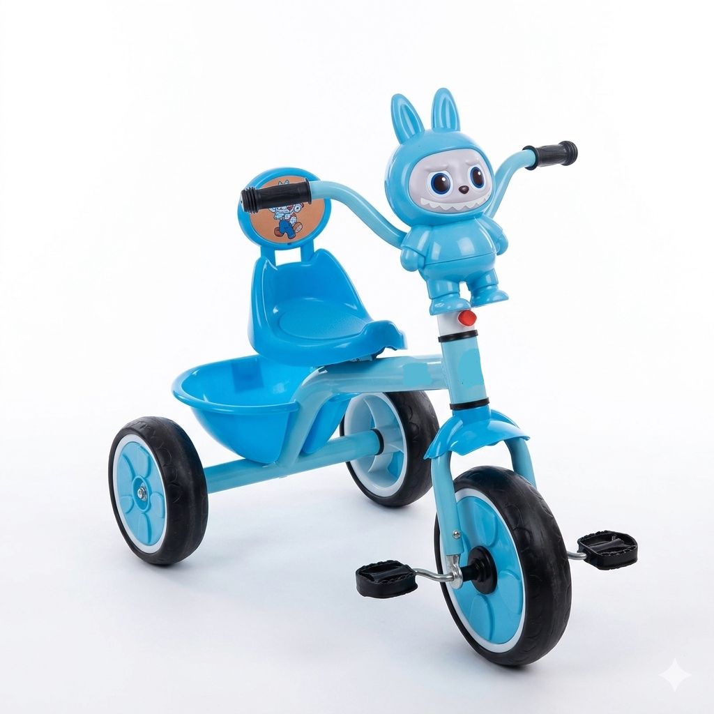 Tricycle pour Enfant avec Figurine Mascotte sur le Guidon – Bleu