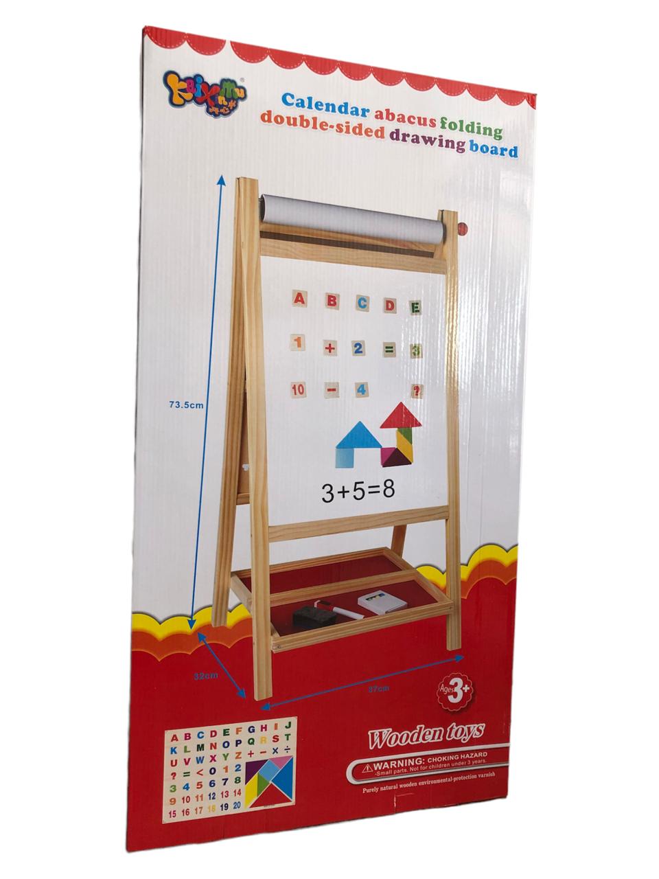 Tableau Éducatif Double Face en Bois – Ardoise & Tableau Magnétique