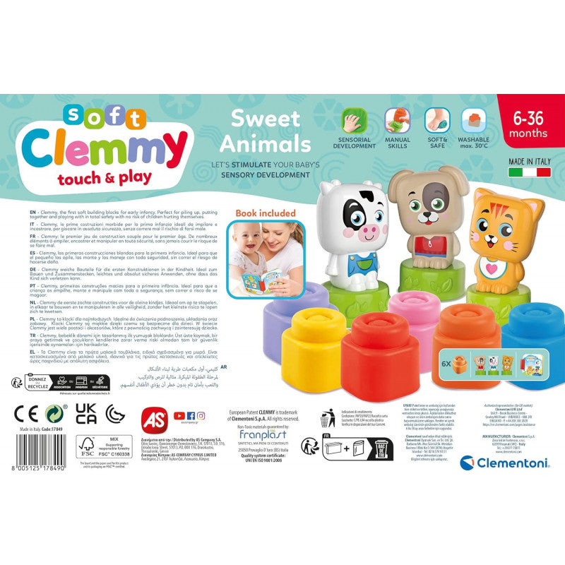 Clementoni – Cubes & Animaux Soft Clemmy (6 Cubes + 3 Personnages + Livre)