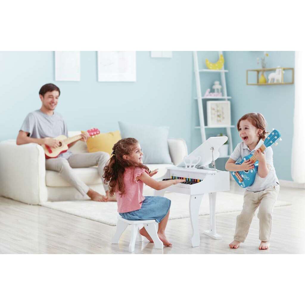 Hape Piano à Queue Deluxe Blanc avec Tabouret - Clavier Électronique 30 Touches