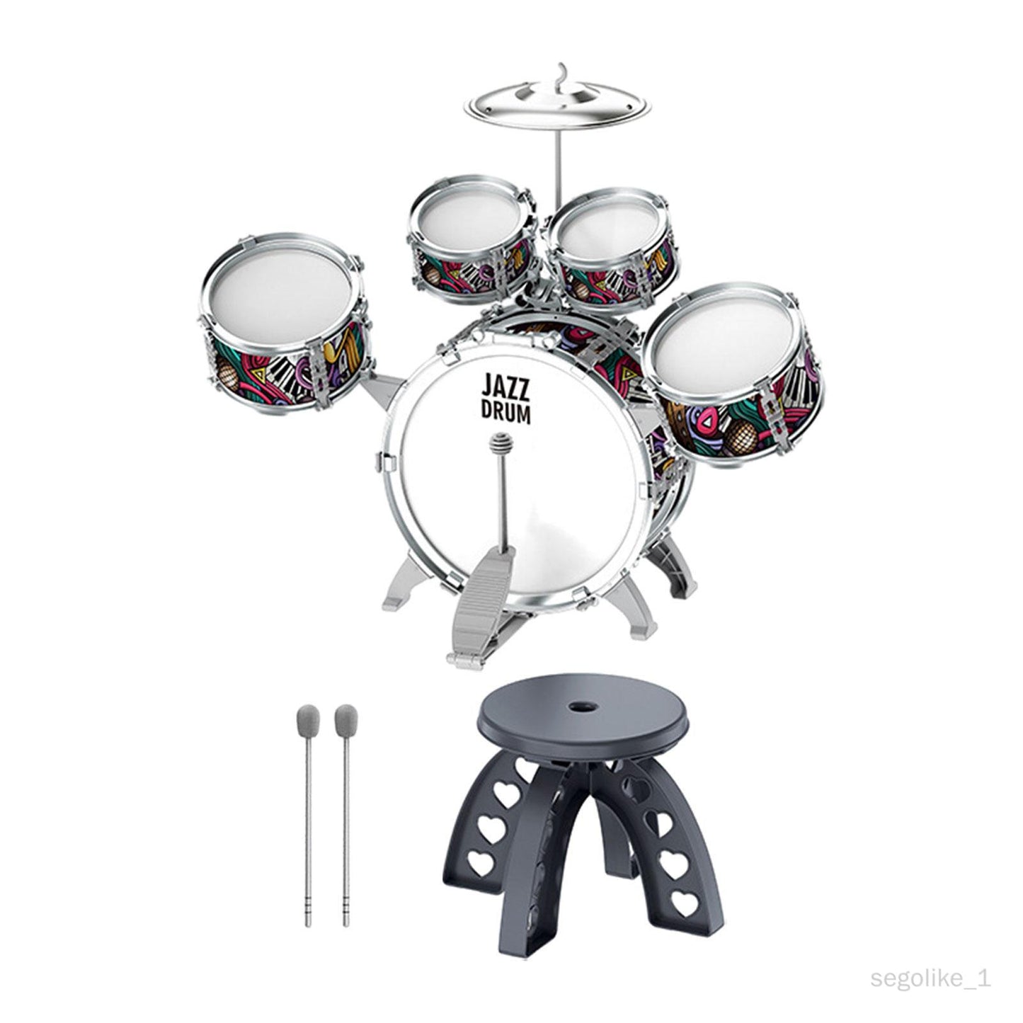 Ensemble de Batterie avec Tabouret pour Enfants