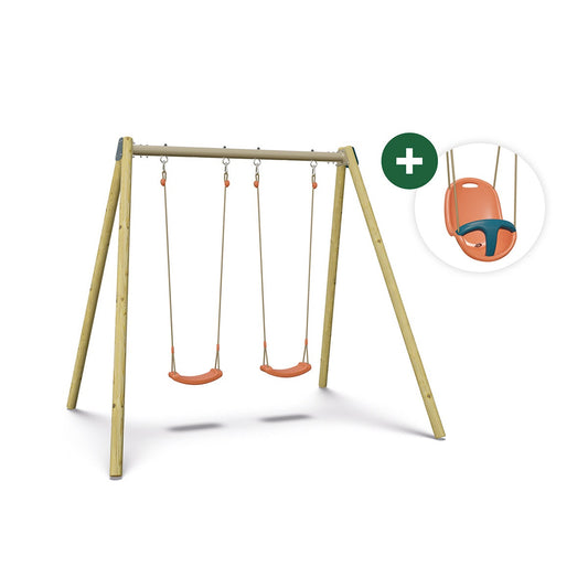 Balançoire double Techwood Harmonie DOUBLO + 1 siège bébé