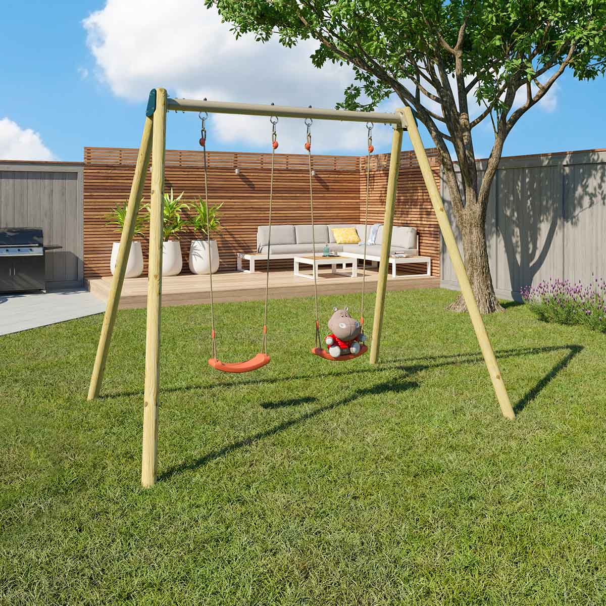 Balançoire double Techwood Harmonie DOUBLO + 1 siège bébé