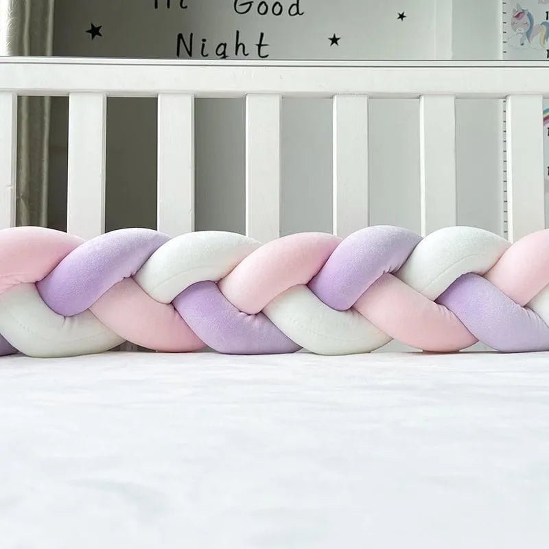 Tour de Lit Tressé – Rose, Blanc et Mauve