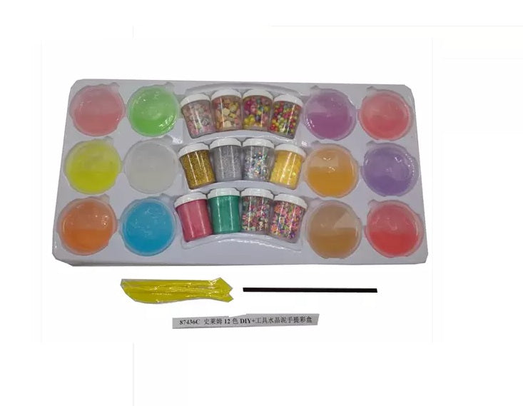 Coffret Slime Créatif – 12 Slimes + 12 Pots de Paillettes et Perles