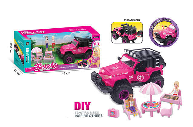 Coffret de Poupée avec Voiture Miniature Rose
