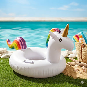 Bouée Siège Enfant Licorne Arc-en-Ciel avec Poignée – 2A+