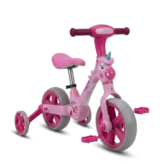 Draisienne Évolutive 2-en-1 pour Enfant avec Corne de Licorne – Rose