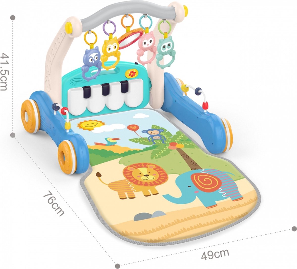 Trotteur & Baby Gym 2 en 1 Safari avec Piano – Tapis d’Éveil Interactif pour Bébé - Huanger