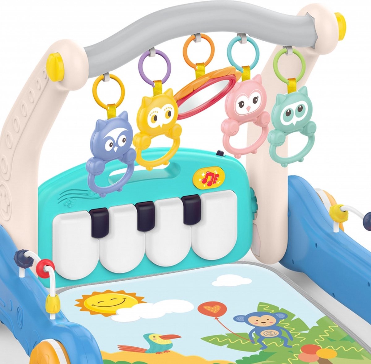 Trotteur & Baby Gym 2 en 1 Safari avec Piano – Tapis d’Éveil Interactif pour Bébé - Huanger