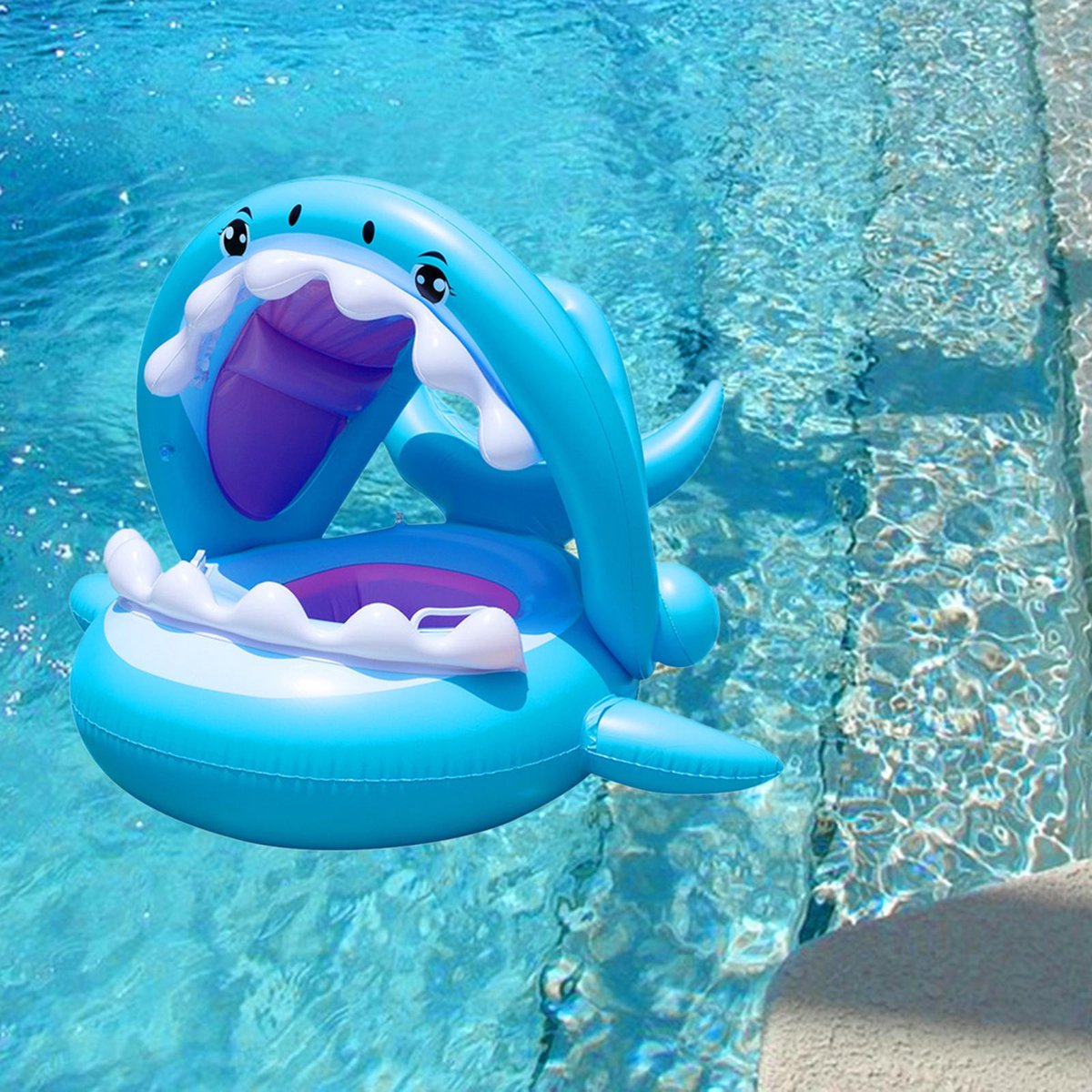 Bouée Siège Bébé Requin avec Dossier – 96 x 80 cm – 6M+