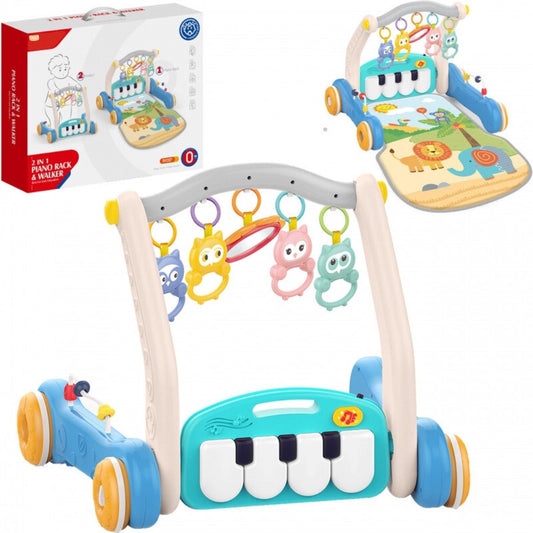Trotteur & Baby Gym 2 en 1 Safari avec Piano – Tapis d’Éveil Interactif pour Bébé - Huanger