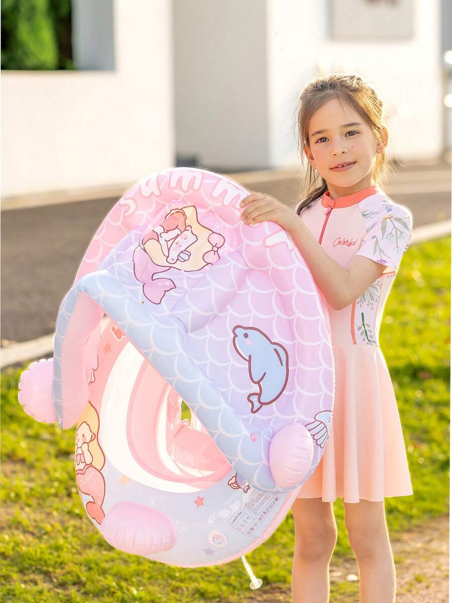 Bouée Gonflable Bébé avec Pare-Soleil Rose – Baignades en toute sérénité