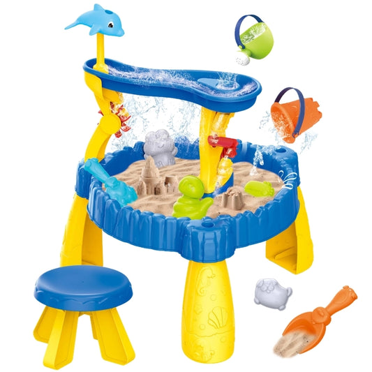 Woopie Table Jeu Sable et Eau XL 2-en-1 – Dauphin – 12 pièces