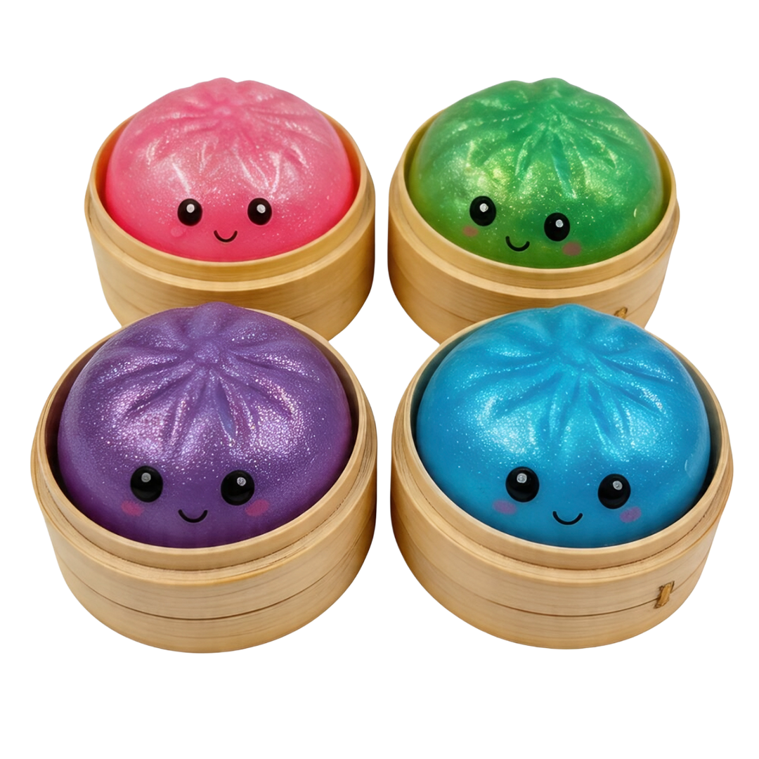 Squishy Bun Mystère – Petit Dumpling Surprise dans son Panier Vapeur (1 Unité)