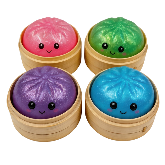 Squishy Bun Mystère – Petit Dumpling Surprise dans son Panier Vapeur (1 Unité)