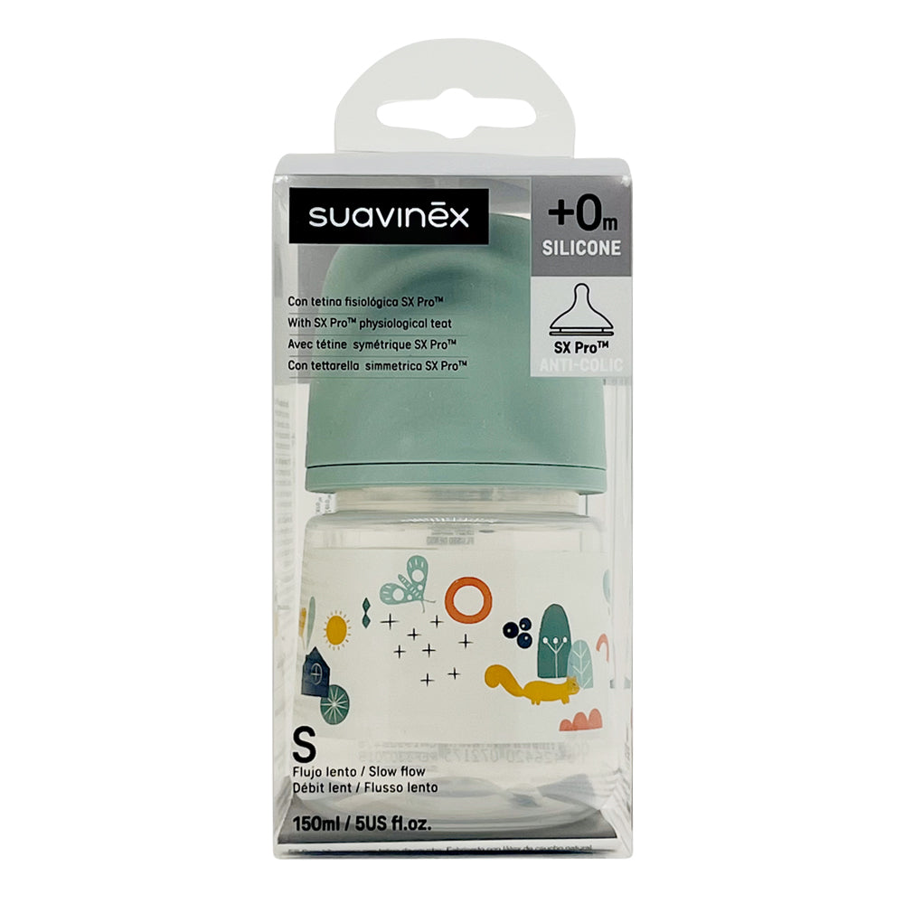 Biberon Suavinex Tétine Physiologique Silicone Débit Lent +0M – 150ml