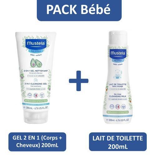 Mustela – Lait de Toilette 200ml + Gel Nettoyant 2 en 1 200ml