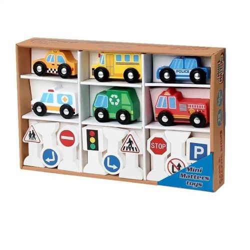 Montessori – Jouets en Bois Véhicules d’Urgence (Voitures, Bus, Camion de Secours)