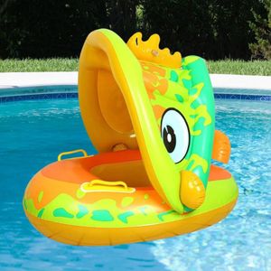 Bouée Bébé Gonflable avec Siège Anti-Retournement & Pare-Soleil – Vert