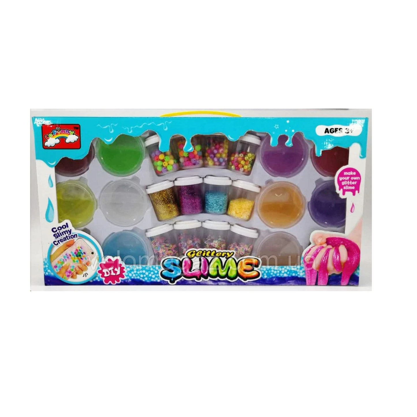 Coffret Slime Créatif – 12 Slimes + 12 Pots de Paillettes et Perles