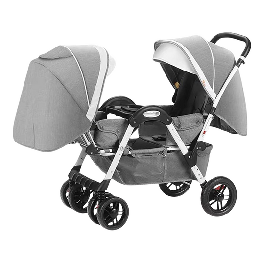 Poussette Double Tandem Shenma - Gris