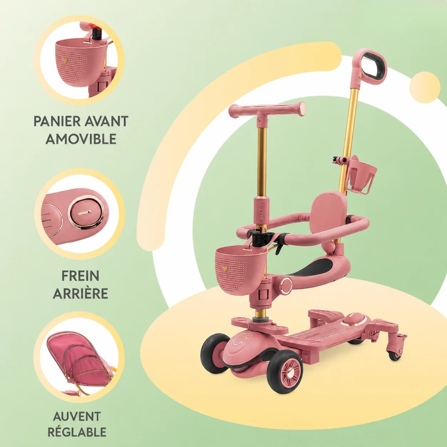 EvoRide™ – Trottinette Évolutive 5 en 1 avec Pare-Soleil