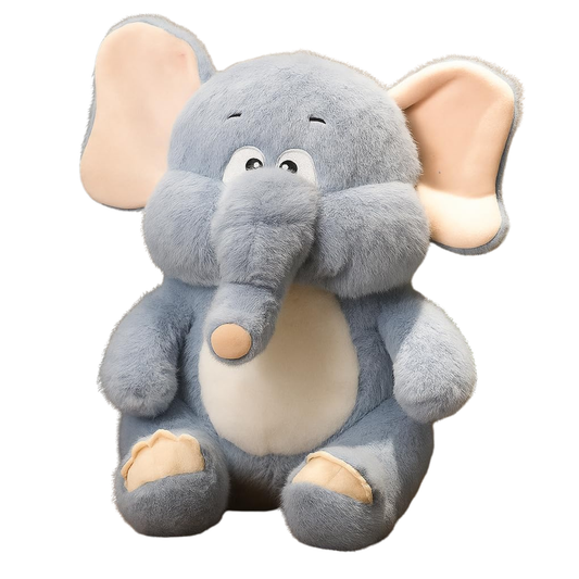 Éléphant en Peluche – 50 cm, Gris, Position Assise