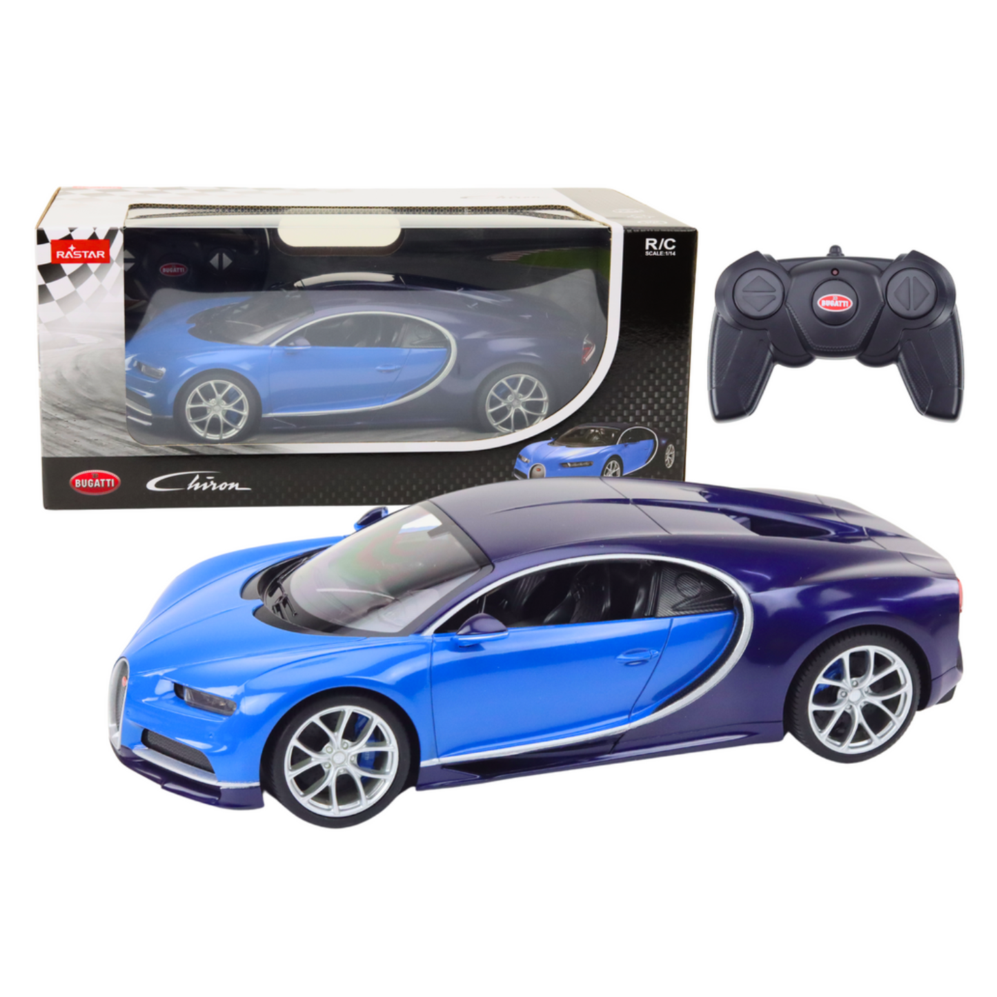 Voiture radiocommandée Bugatti Chiron 1:14 Bleu - Rastar