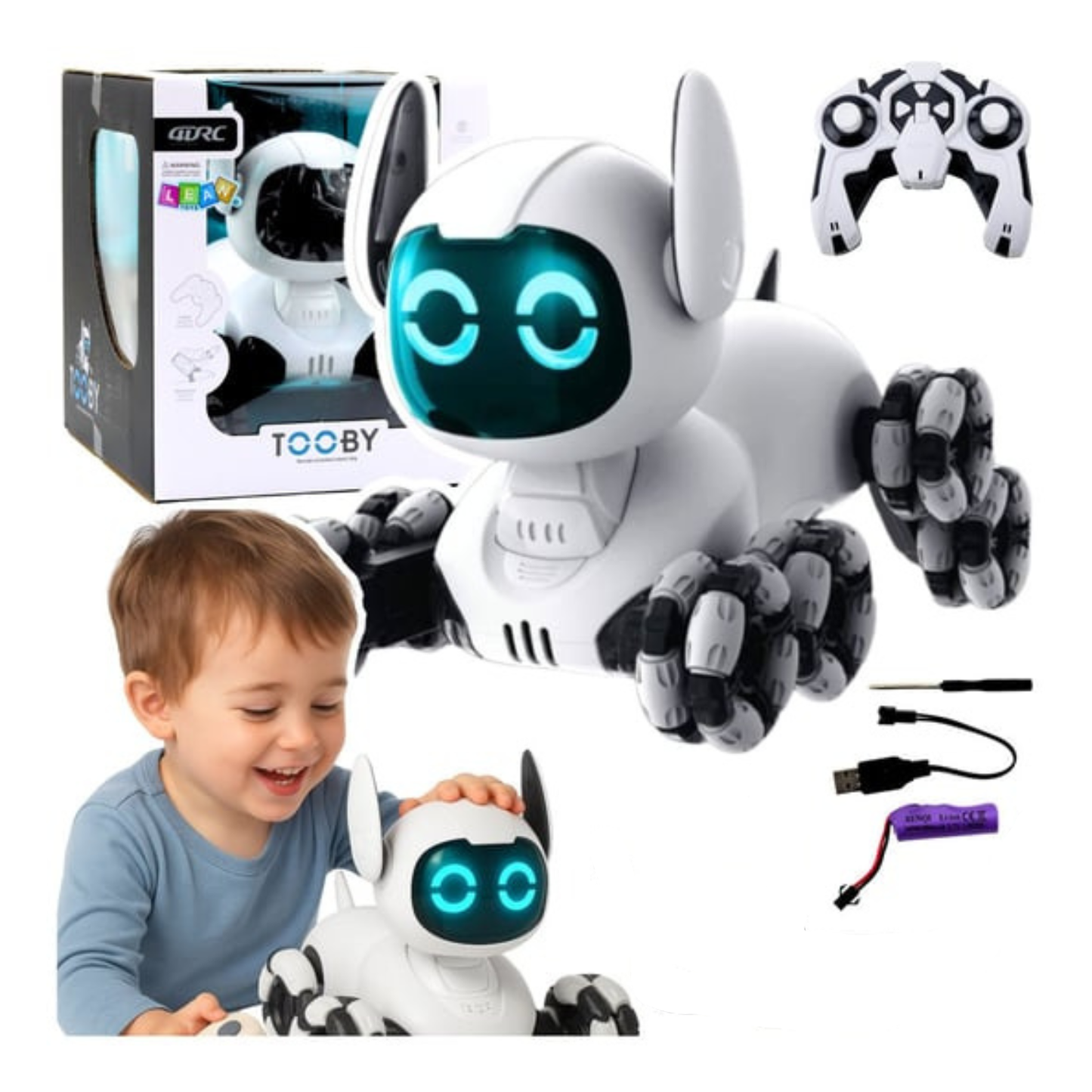 Chien robot télécommandé TOOBY RC – Interactif 4x4 – Lumières & sons