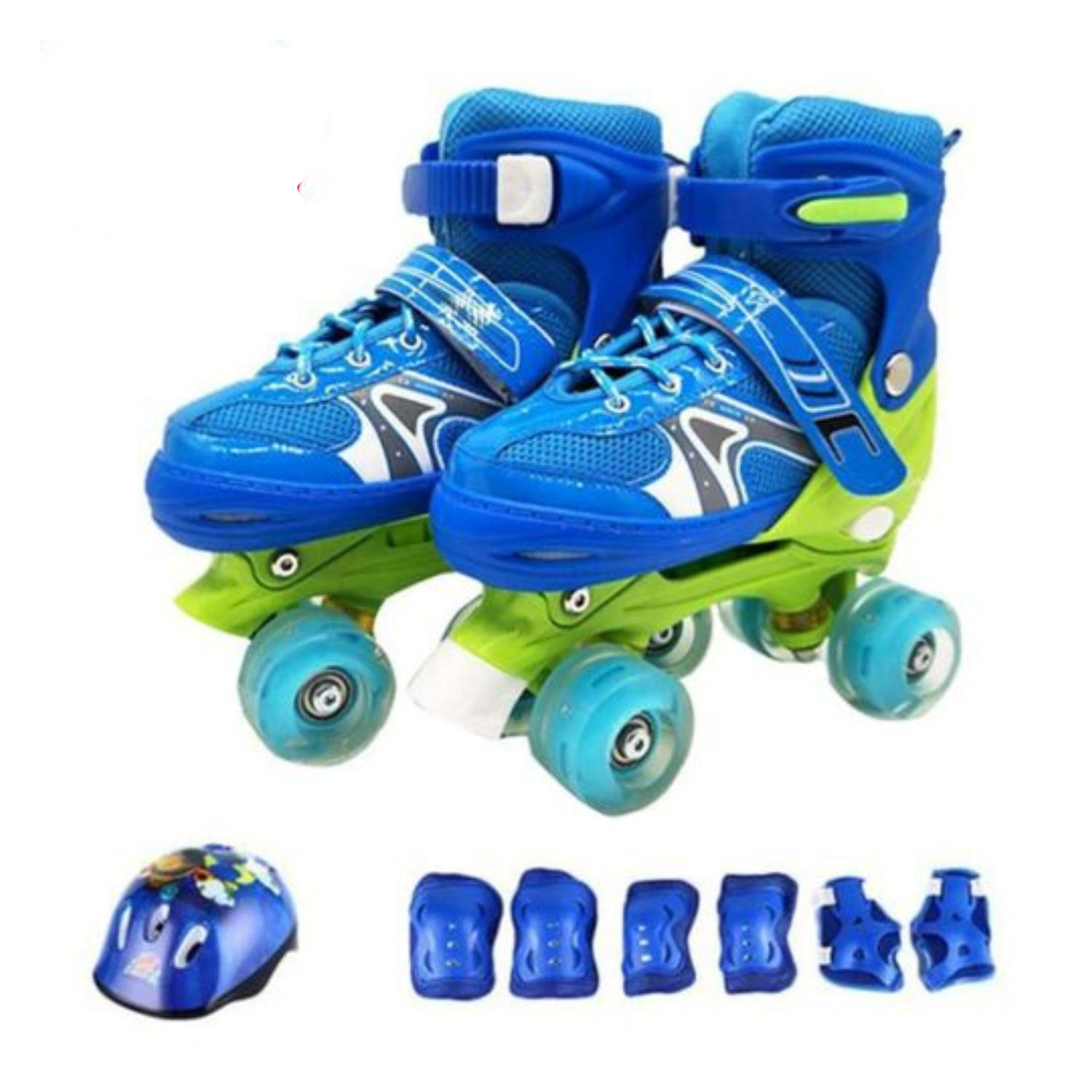Patins à roulettes enfants – Bleu avec kit de protection
