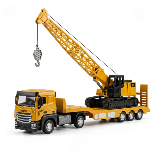 Camion Plateau Jaune + Grue à Treillis – Alliage 1:32