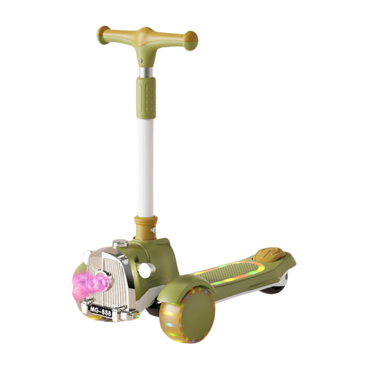 Trottinette Enfant avec Design Voiture Rétro – Lumières et Effets de Fumée