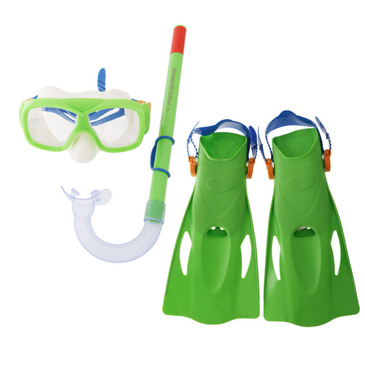 Kit de Snorkeling Enfant – Bestway Explora Essential Masque, Tuba et Palmes - Vert - 7A+