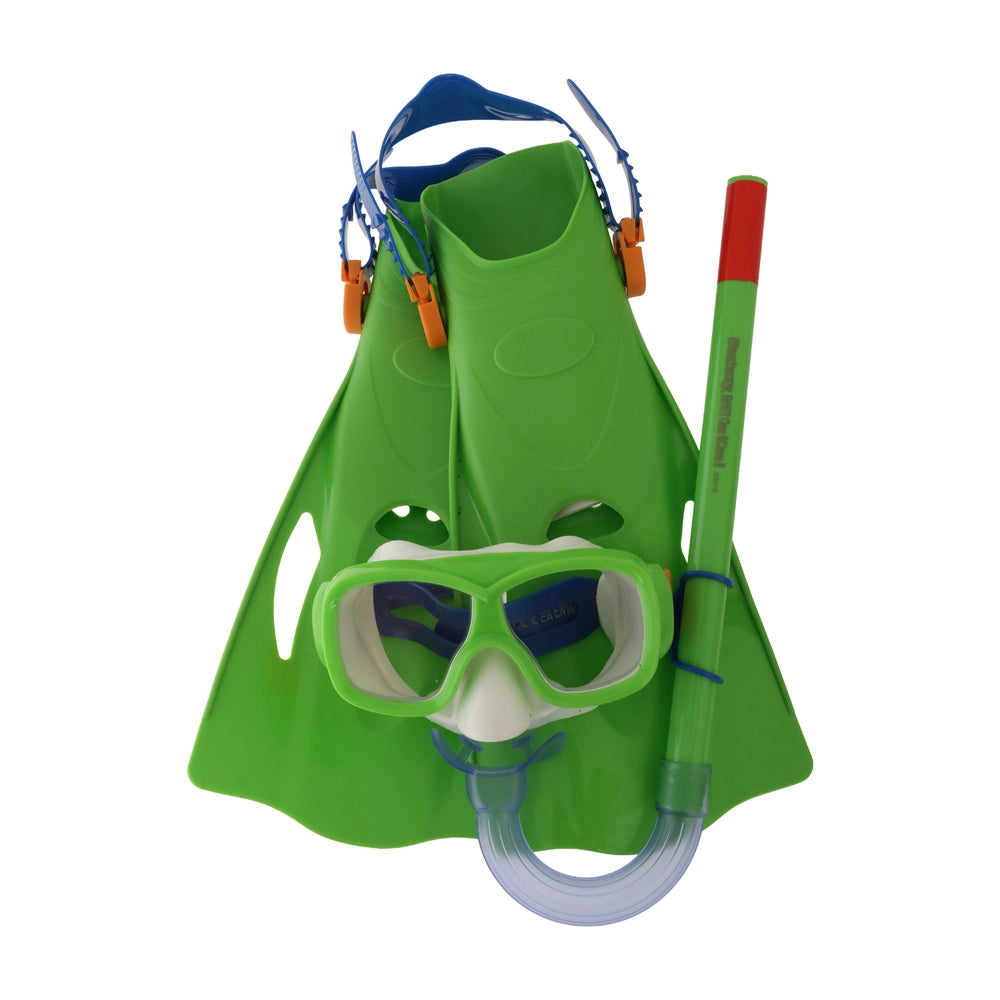 Kit de Snorkeling Enfant – Bestway Explora Essential Masque, Tuba et Palmes - Vert - 7A+