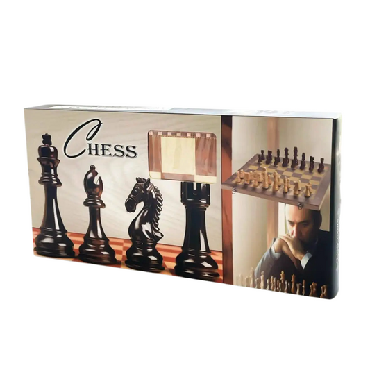 Coffret en Bois 3 en 1 – Échecs, Dames et Backgammon (25 x 25 cm)