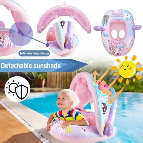 Bouée Siège Bébé avec Auvent Anti-UV – Protection Soleil