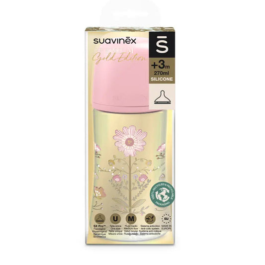 Biberon Premium Gold Tétine SX PRO 270 ml Rose - Suavinex