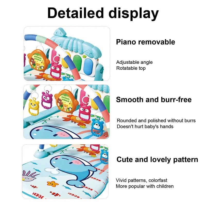 Tapis d’Éveil Bébé Piano Musical 4-en-1