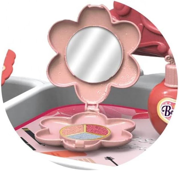 Coiffeuse portable pour enfants avec miroir et valise à roulettes