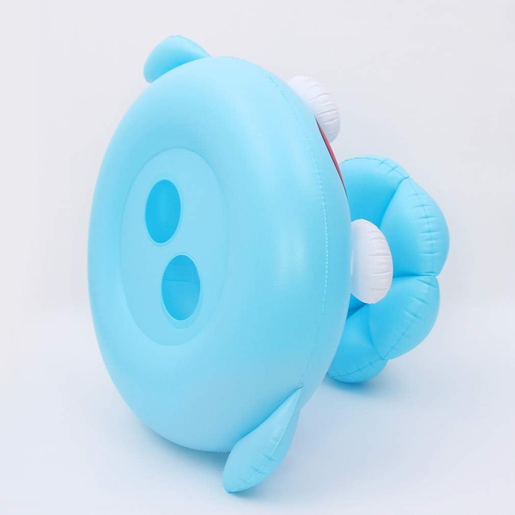 Bouée Siège Bébé avec Auvent Anti-Soleil – 3D Flétan Cartoon - Bleu