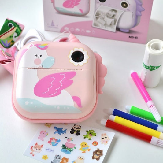 Appareil Photo pour Enfants avec Impression Instantanée (Stickers + Feutres)
